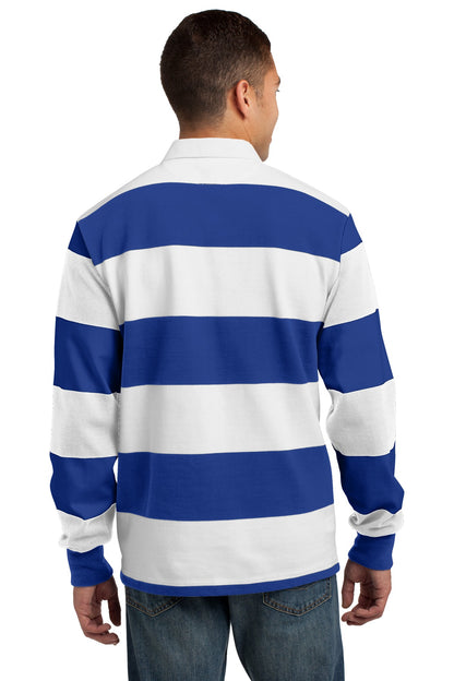 Custom Embroidered Sport-Tek Classic Long Sleeve Rugby Polo. ST301,True Royal/ White