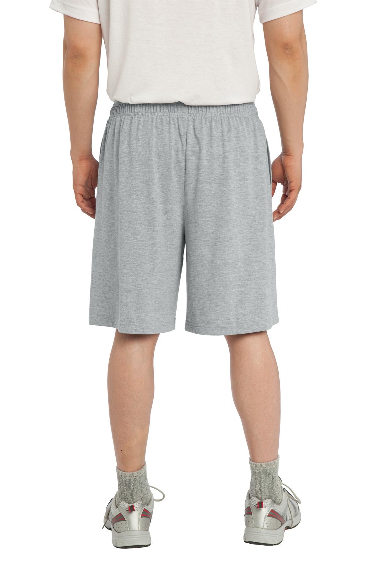 Custom Embroidered Sport-Tek Jersey Knit Short with Pockets. ST310,Heather Grey