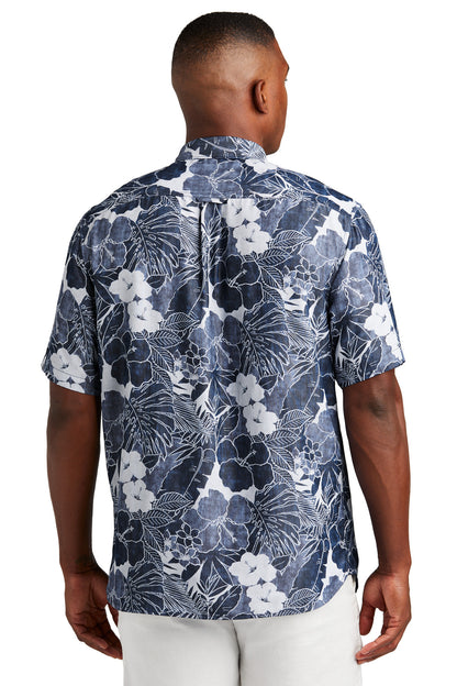 Custom Embroidered Tommy Bahama Coconut Point Playa Flora Short Sleeve Shirt ST325929TB,Blue Note