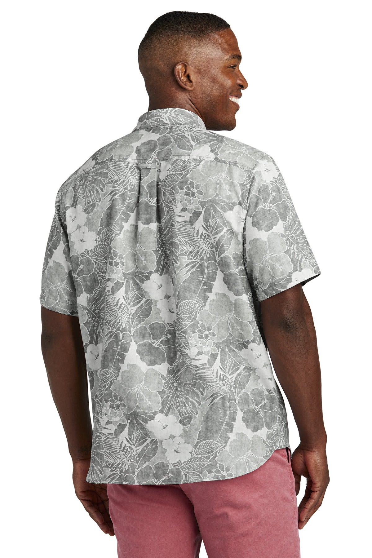 Custom Embroidered Tommy Bahama Coconut Point Playa Flora Short Sleeve Shirt ST325929TB,Light Grey