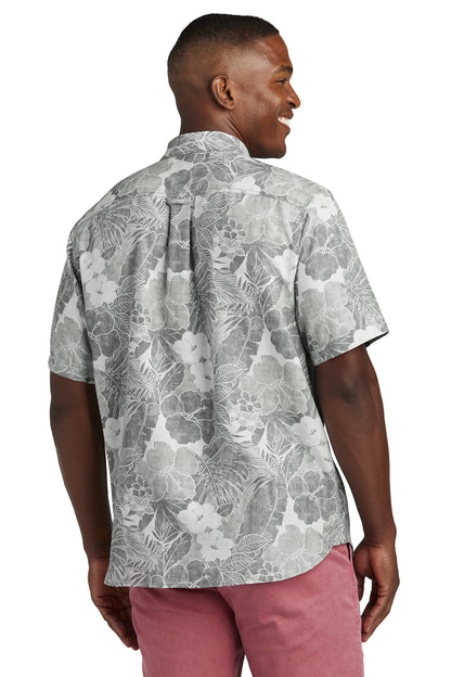Custom Embroidered Tommy Bahama Coconut Point Playa Flora Short Sleeve Shirt ST325929TB,Light Grey