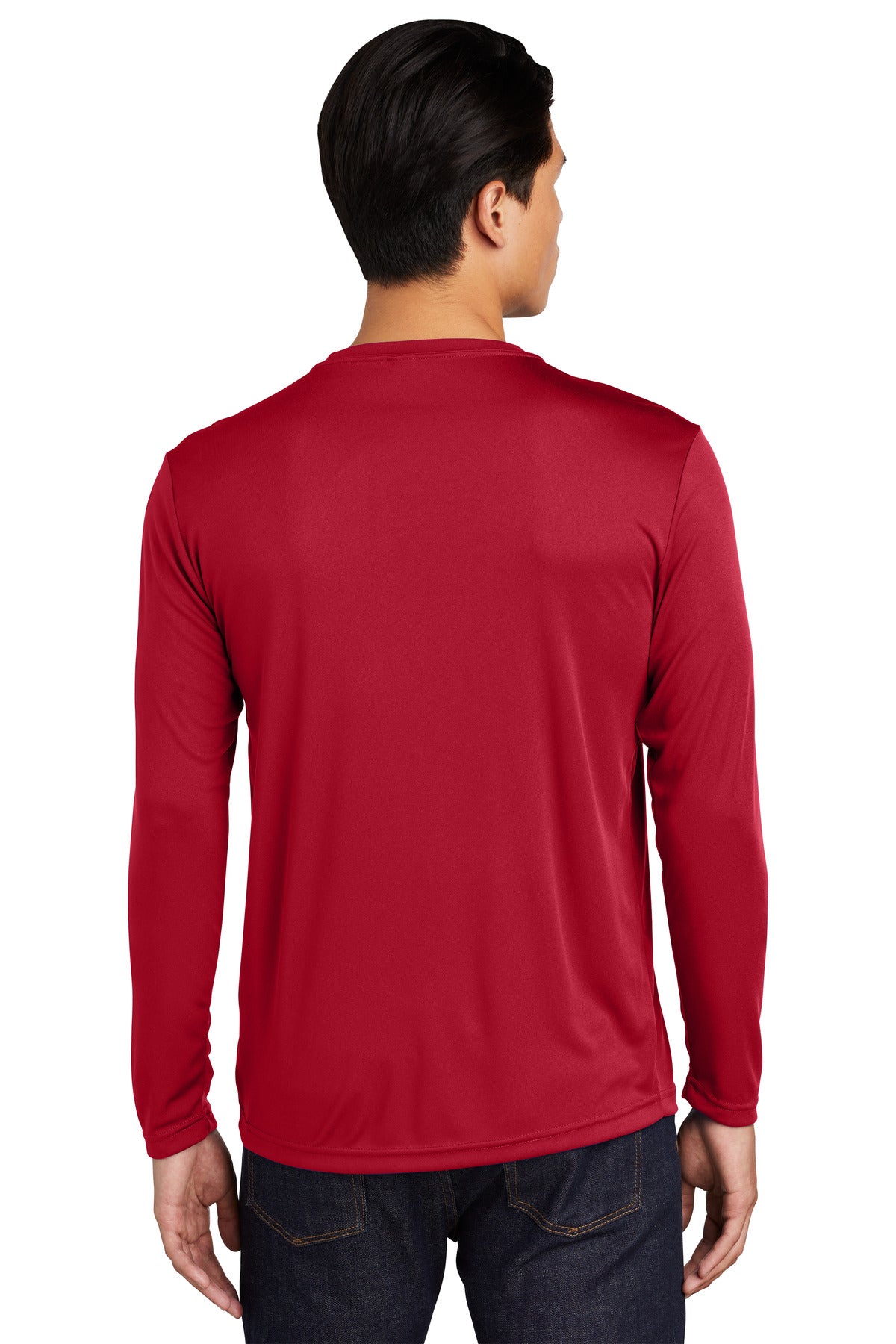 Custom Embroidered Sport-Tek Long Sleeve PosiCharge Competitor Tee. ST350LS,Deep Red