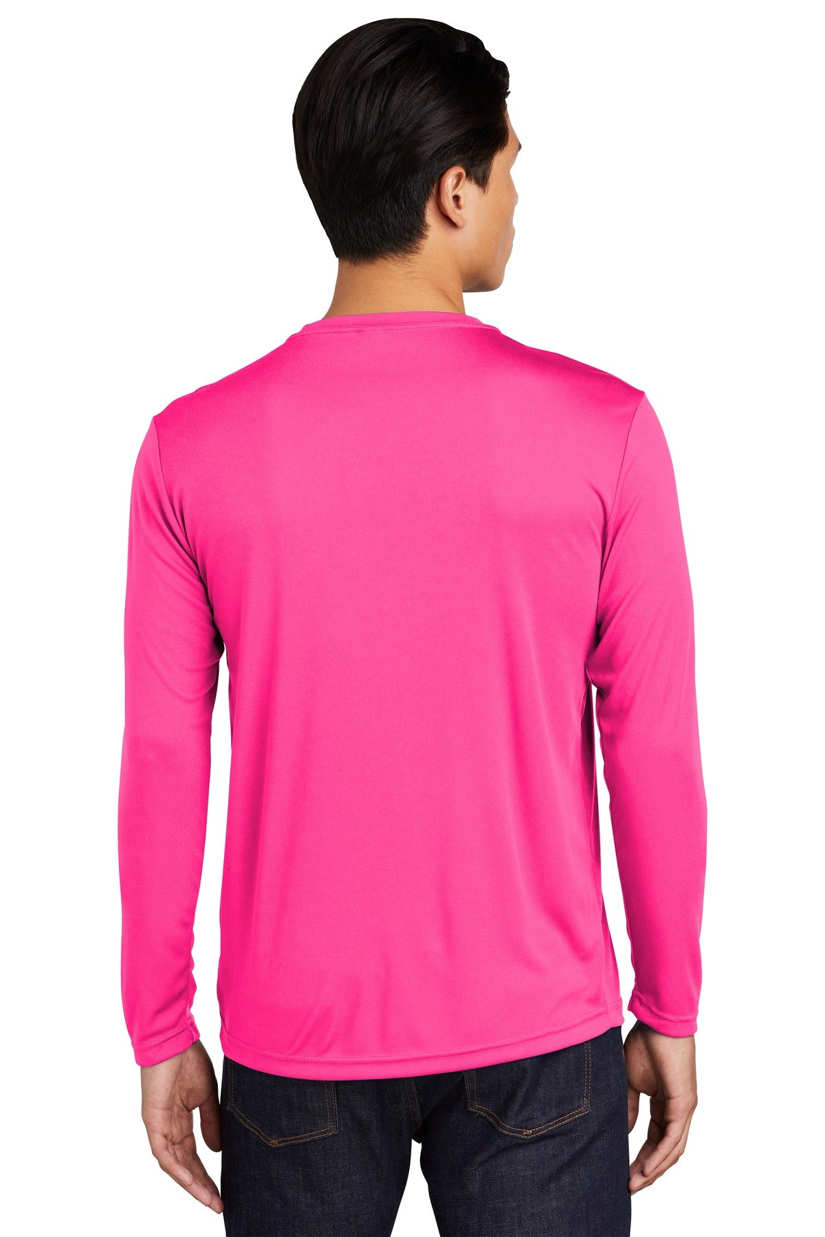 Custom Embroidered Sport-Tek Long Sleeve PosiCharge Competitor Tee. ST350LS,Neon Pink