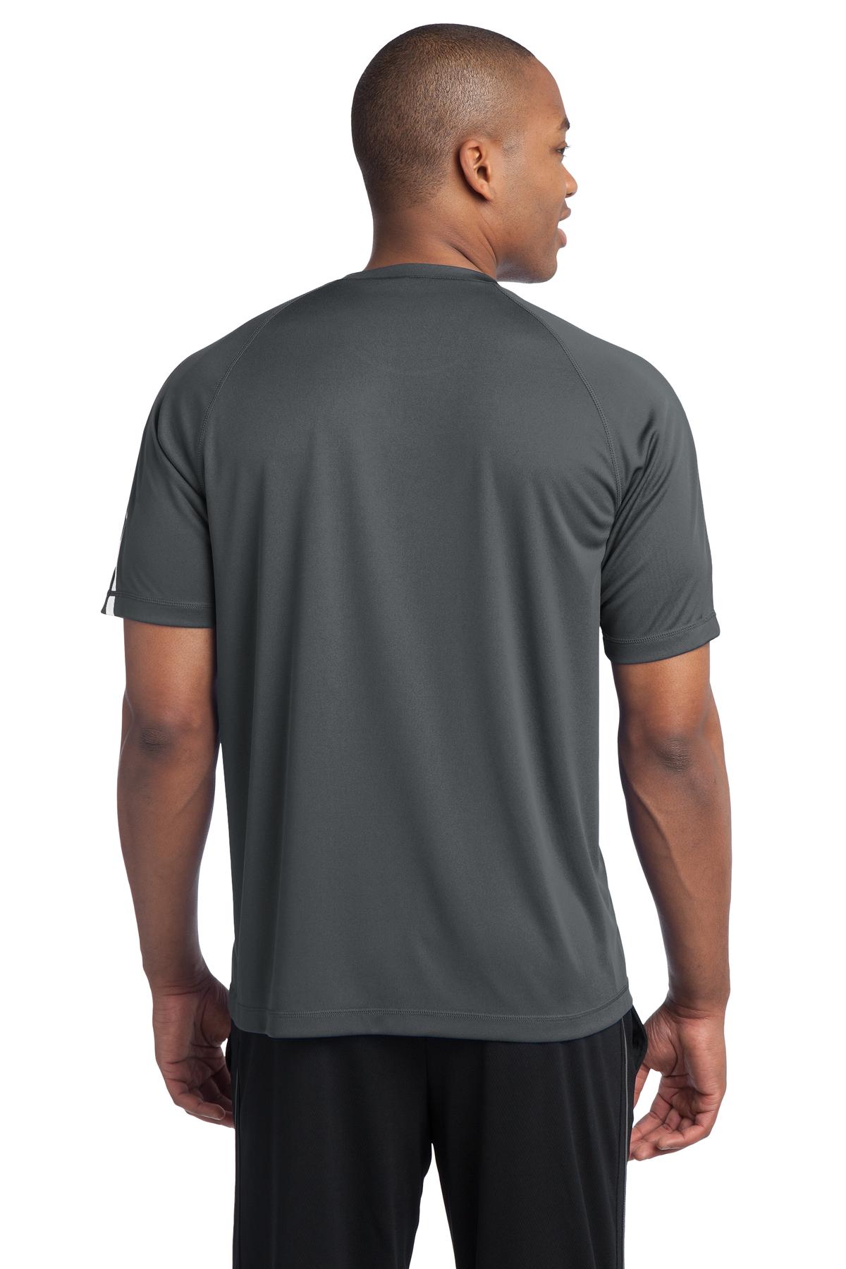Custom Embroidered Sport-Tek Colorblock PosiCharge Competitor Tee. ST351,Iron Grey/ White