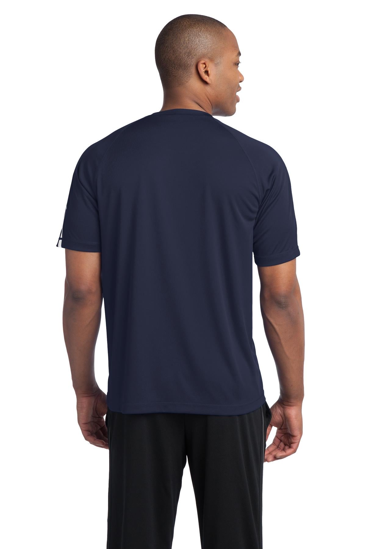 Custom Embroidered Sport-Tek Colorblock PosiCharge Competitor Tee. ST351,True Navy/ White