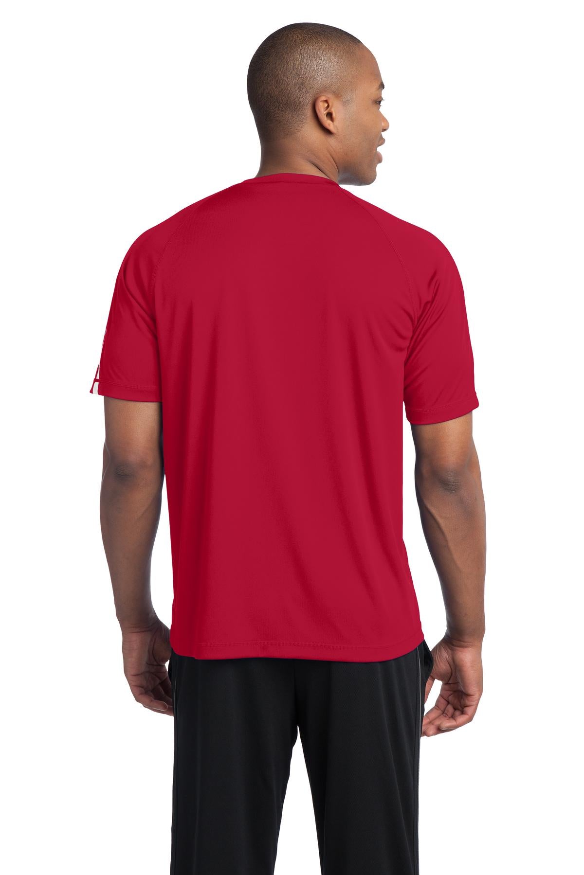 Custom Embroidered Sport-Tek Colorblock PosiCharge Competitor Tee. ST351,True Red/ White