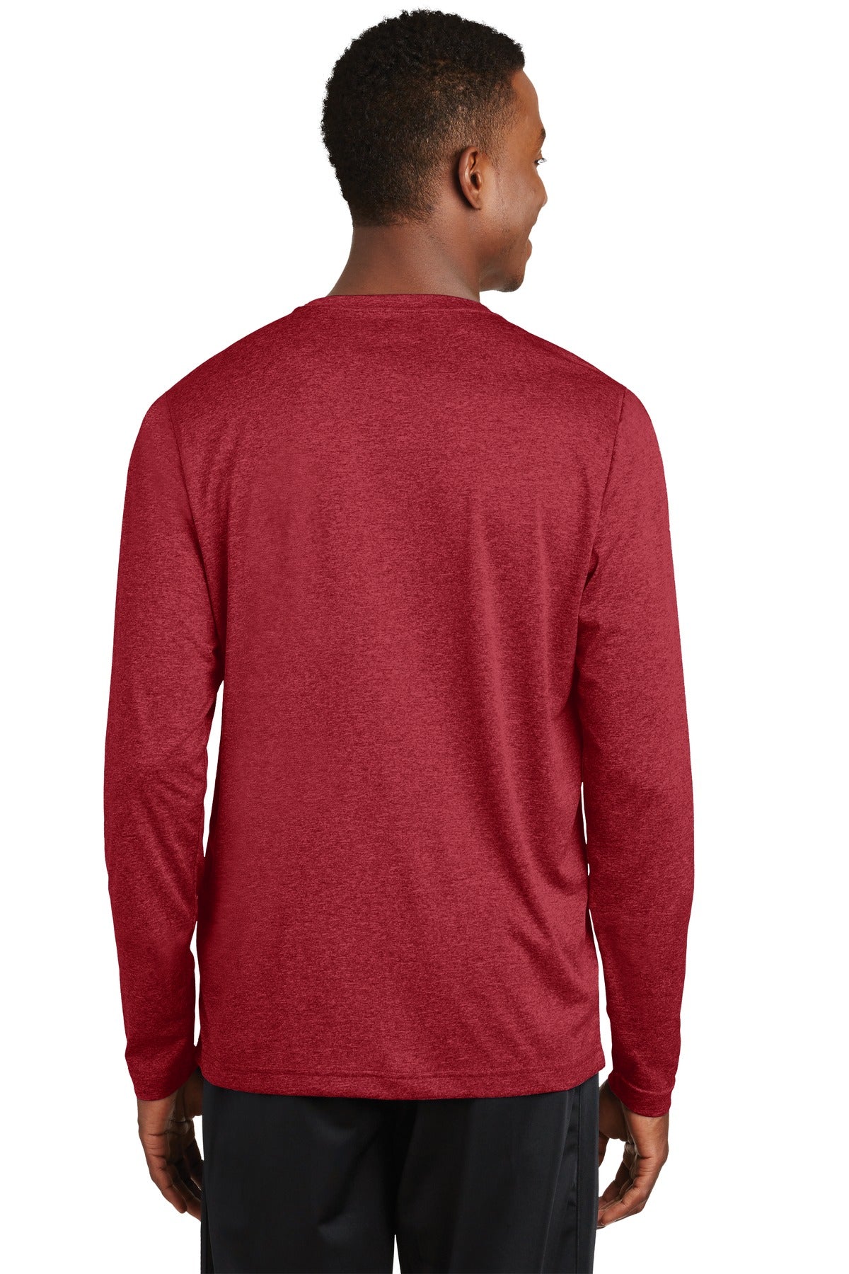 Custom Embroidered Sport-Tek Long Sleeve Heather Contender Tee. ST360LS,Scarlet Heather