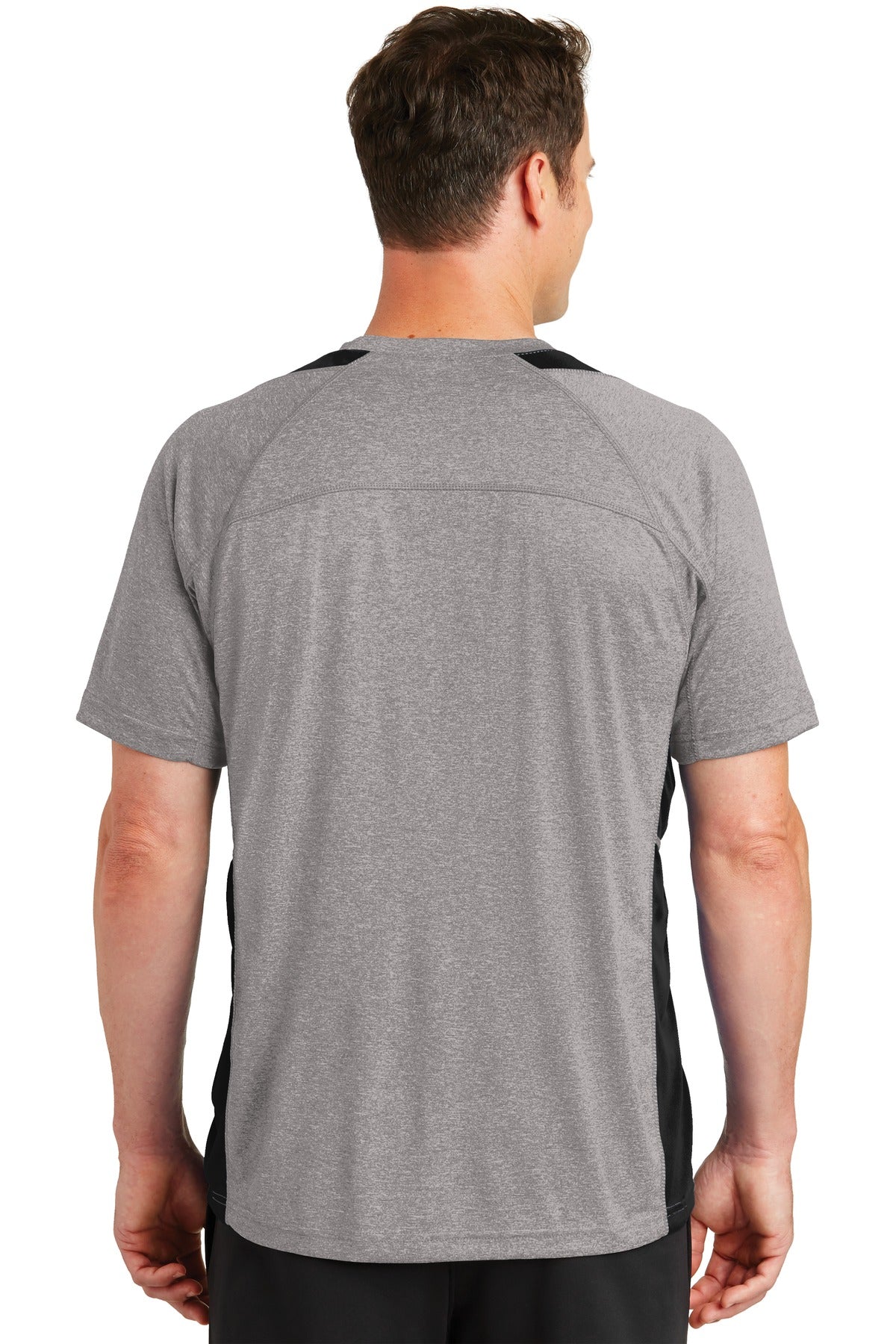 Custom Embroidered Sport-Tek Heather Colorblock Contender Tee. ST361,Vintage Heather/ Black