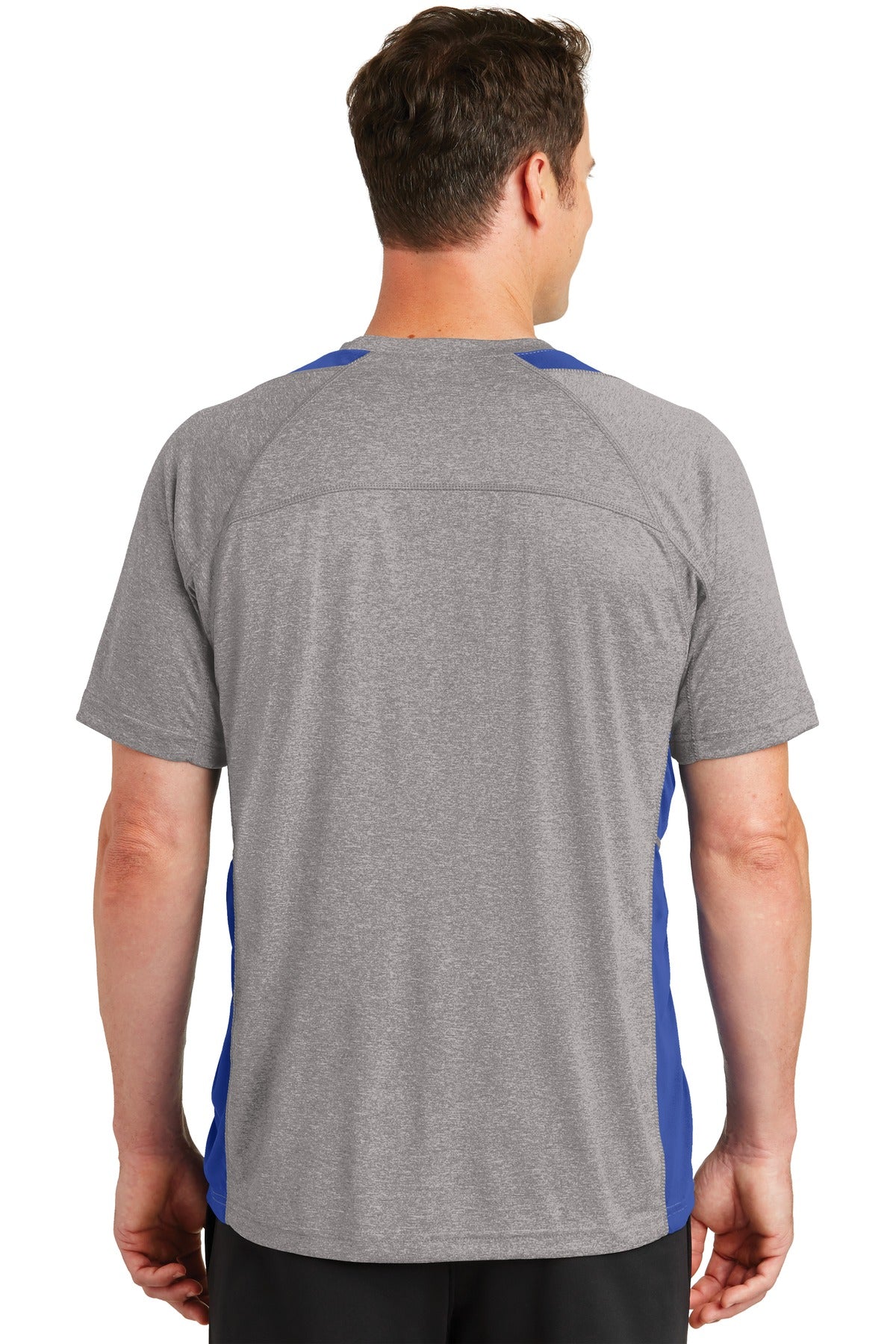 Custom Embroidered Sport-Tek Heather Colorblock Contender Tee. ST361,Vintage Heather/ True Royal