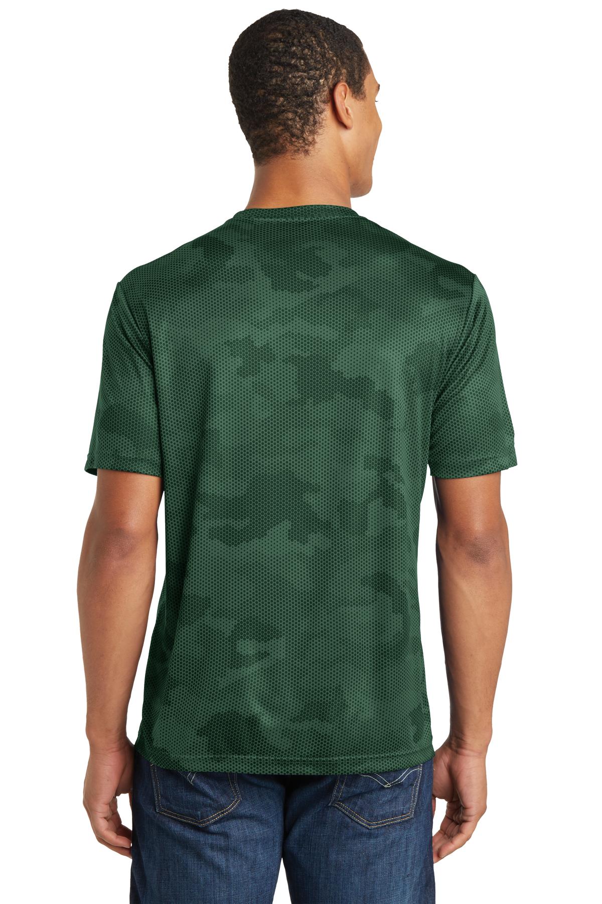 Custom Embroidered Sport-Tek CamoHex Tee. ST370,Forest Green