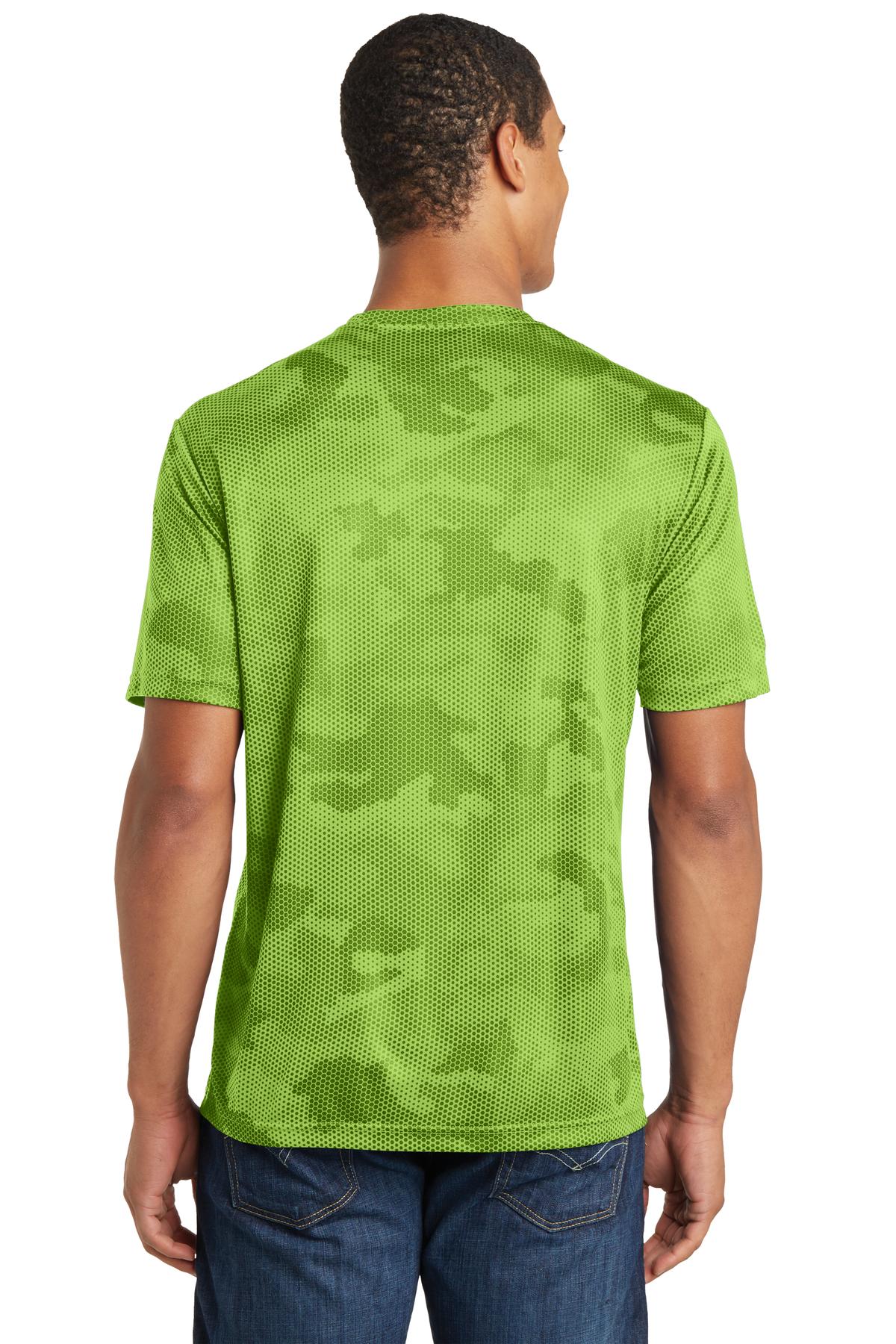 Custom Embroidered Sport-Tek CamoHex Tee. ST370,Lime Shock