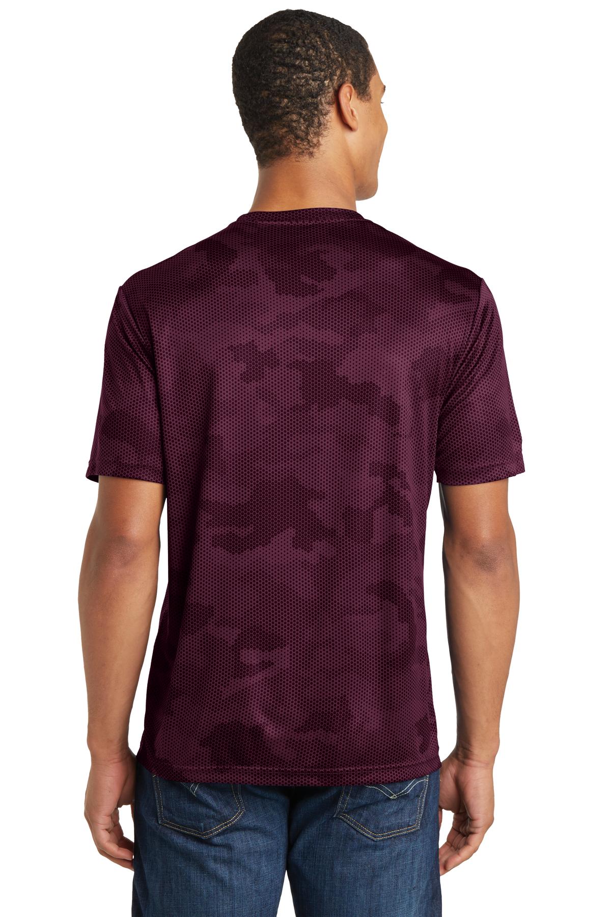 Custom Embroidered Sport-Tek CamoHex Tee. ST370,Maroon