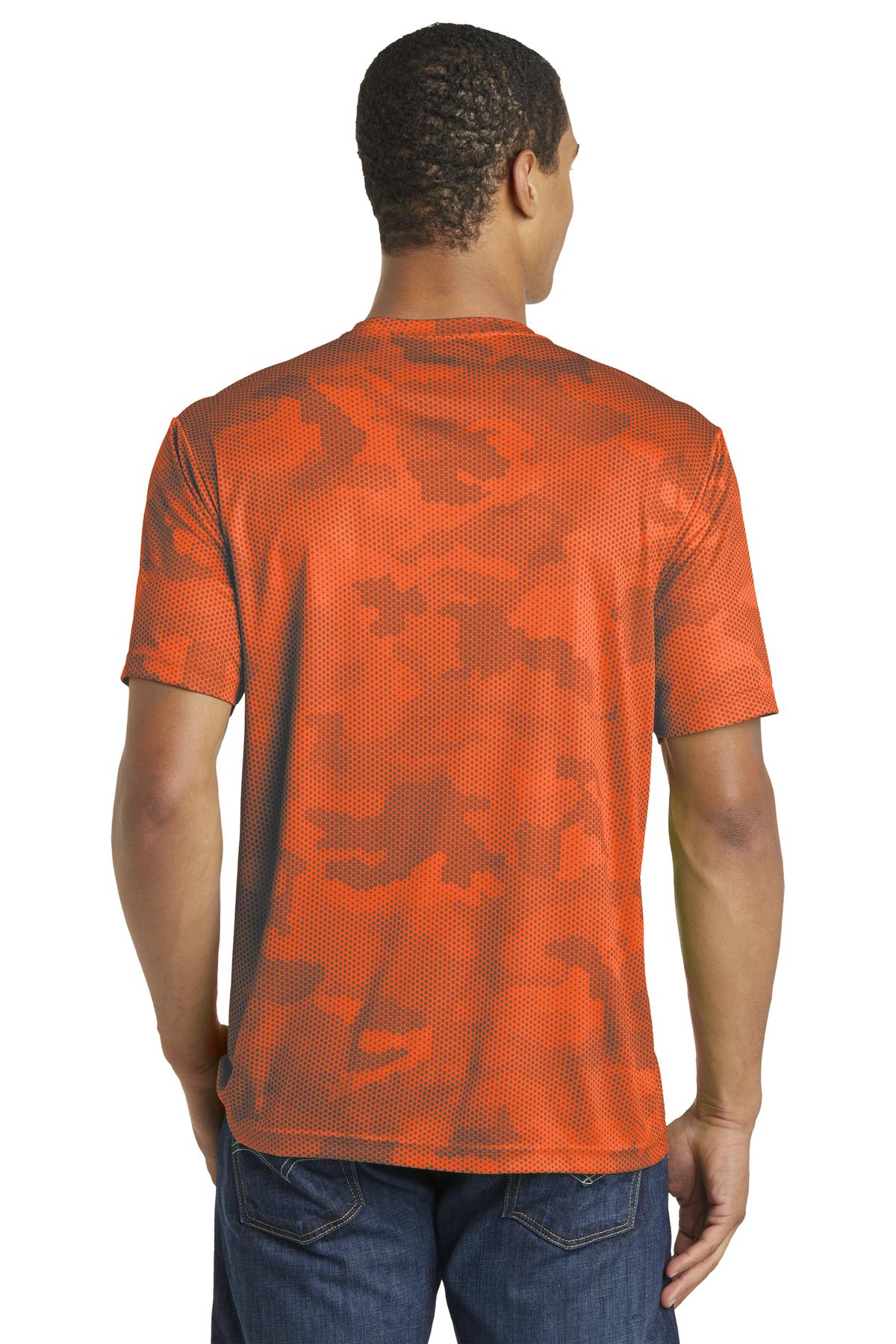 Custom Embroidered Sport-Tek CamoHex Tee. ST370,Neon Orange