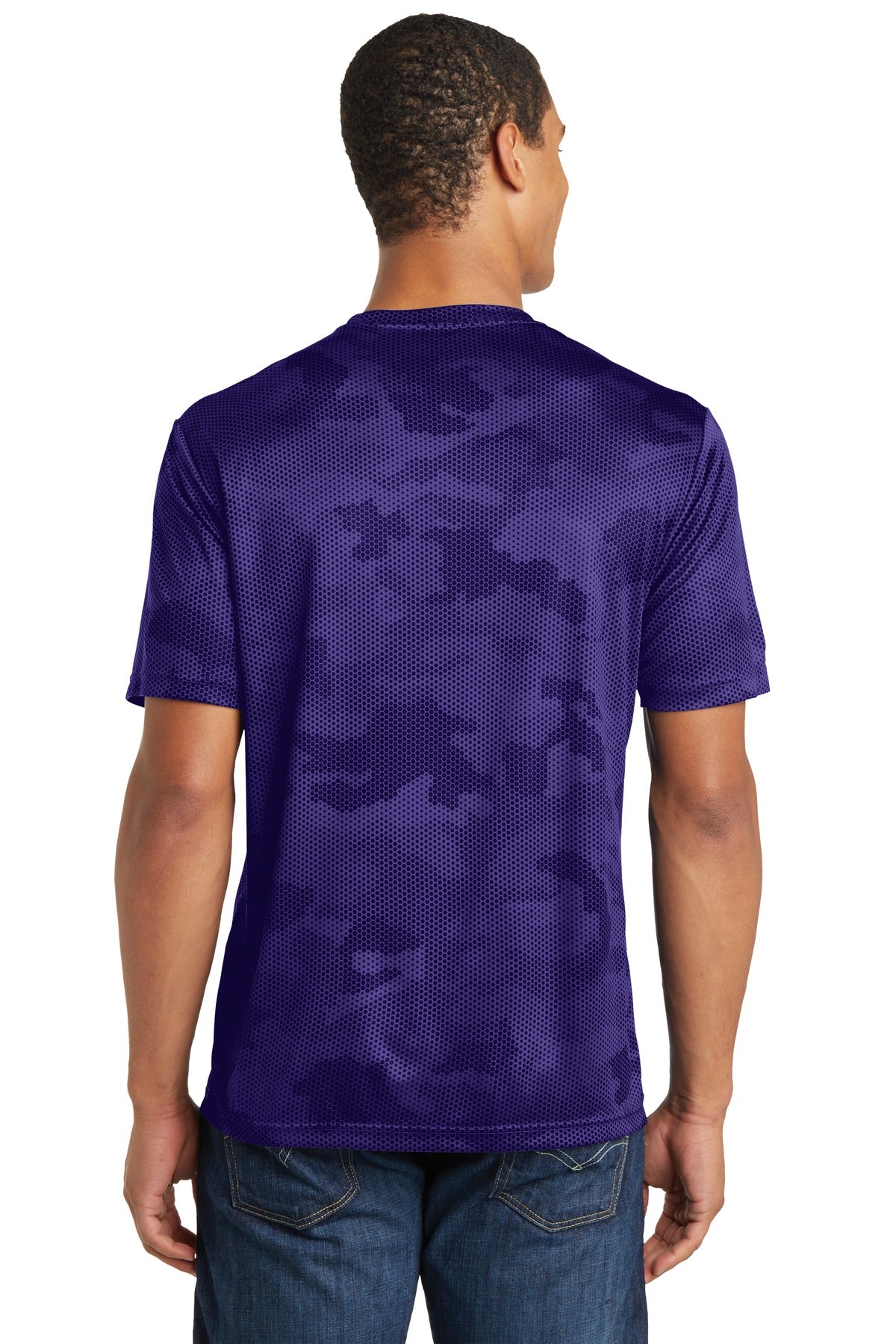 Custom Embroidered Sport-Tek CamoHex Tee. ST370,Purple