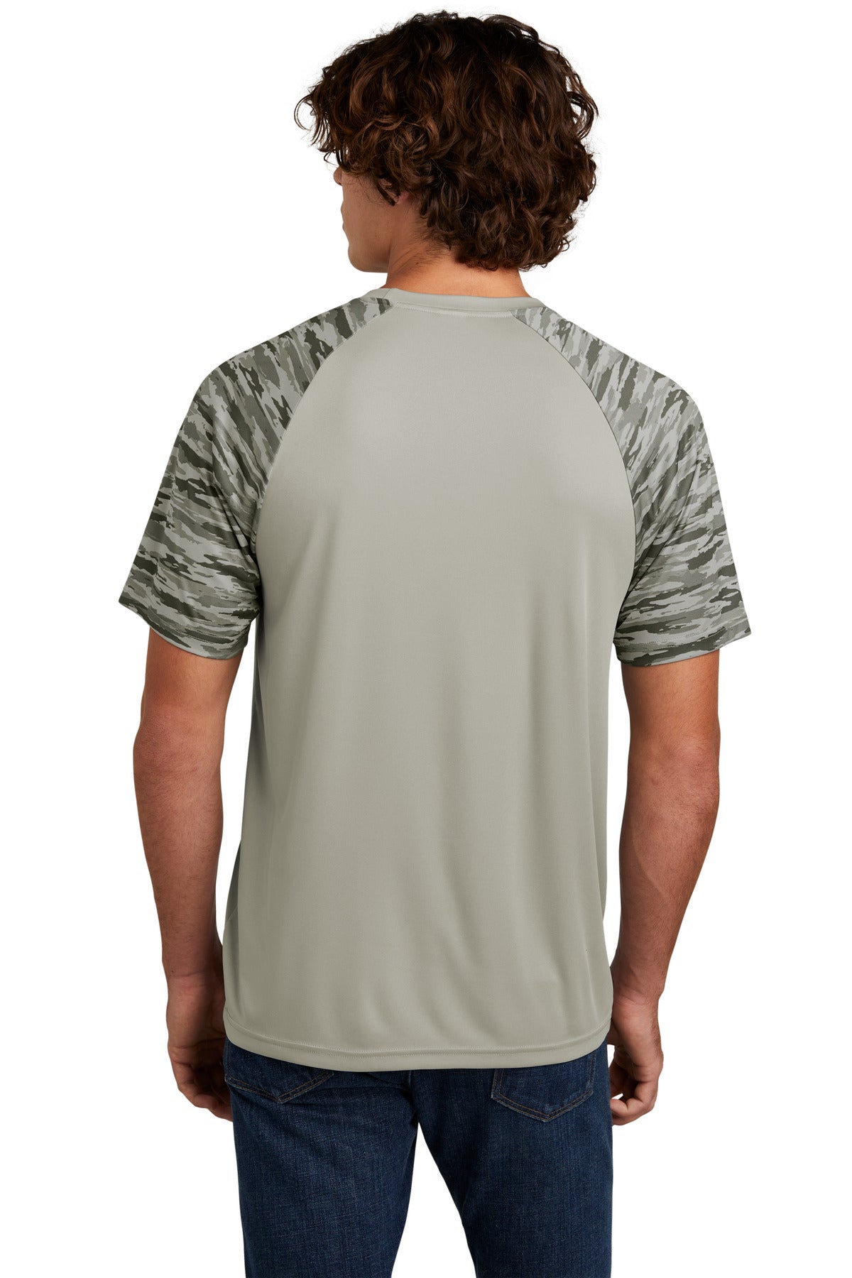Custom Embroidered Sport-Tek Drift Camo Colorblock Tee ST376,Silver