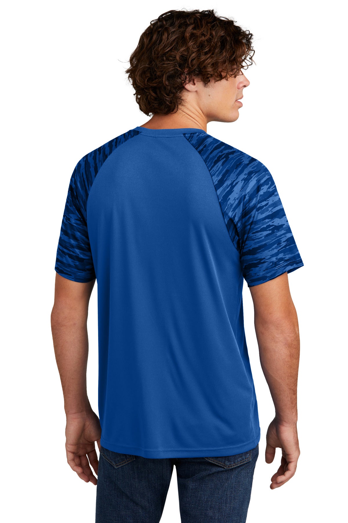 Custom Embroidered Sport-Tek Drift Camo Colorblock Tee ST376,True Royal