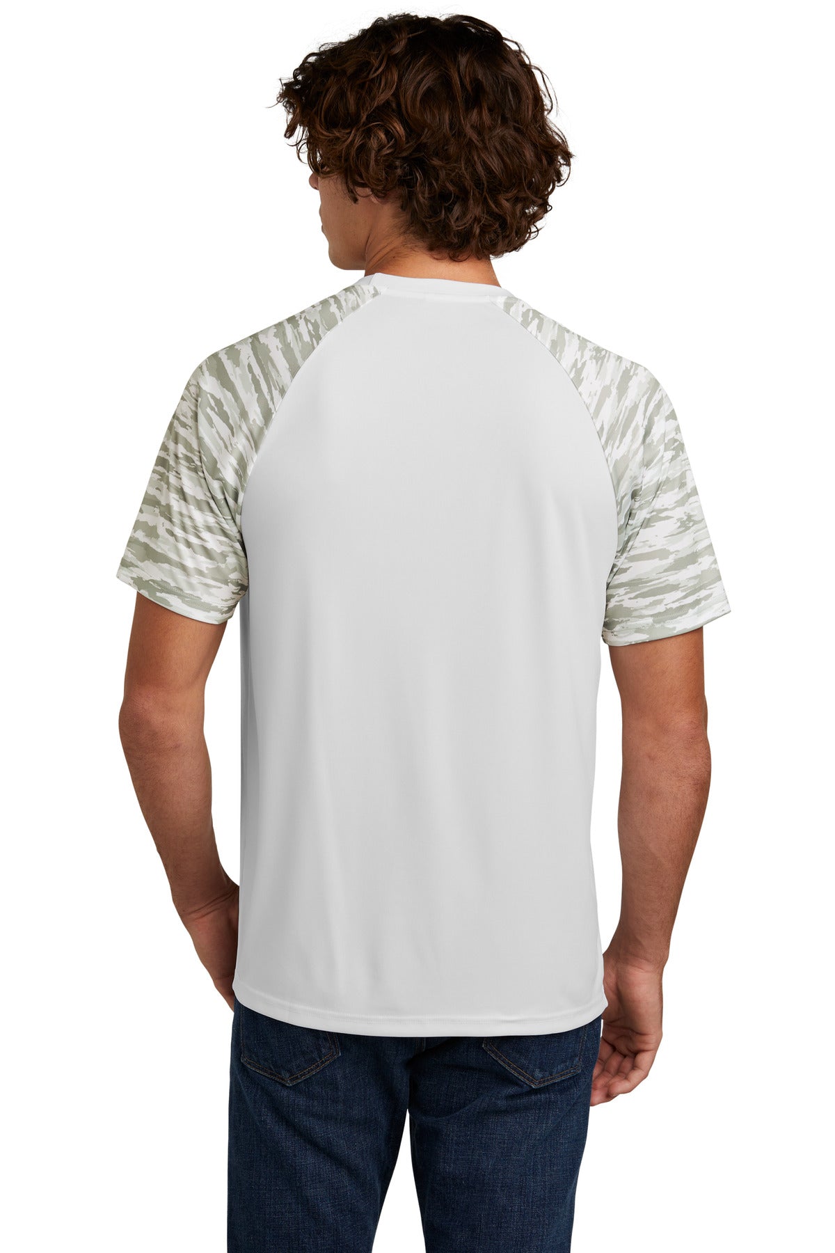 Custom Embroidered Sport-Tek Drift Camo Colorblock Tee ST376,White