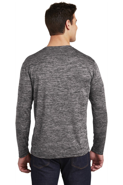 Custom Embroidered Sport-Tek  PosiCharge  Long Sleeve Electric Heather Tee. ST390LS,Black Electric