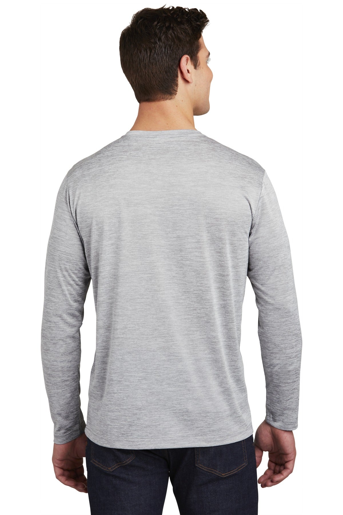 Custom Embroidered Sport-Tek  PosiCharge  Long Sleeve Electric Heather Tee. ST390LS,Silver Electric