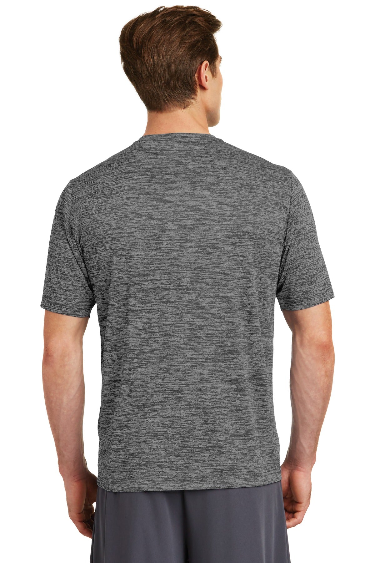 Custom Embroidered Sport-Tek PosiCharge Electric Heather Tee. ST390,Grey-Black Electric