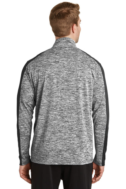 Custom Embroidered Sport-Tek PosiCharge Electric Heather Colorblock 1/4-Zip Pullover. ST397,Black Electric/ Black