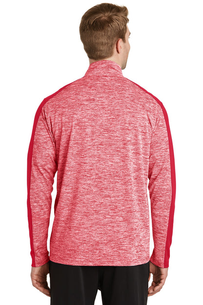 Custom Embroidered Sport-Tek PosiCharge Electric Heather Colorblock 1/4-Zip Pullover. ST397,Deep Red Electric/ Deep Red