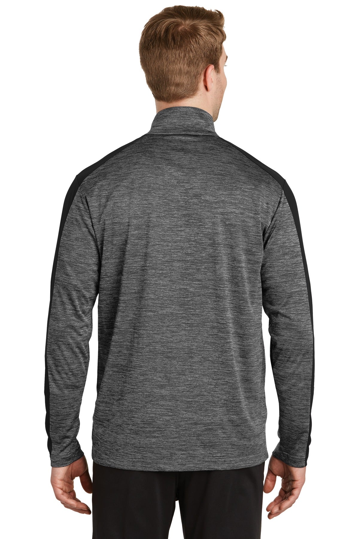 Custom Embroidered Sport-Tek PosiCharge Electric Heather Colorblock 1/4-Zip Pullover. ST397,Grey-Black Electric/ Black