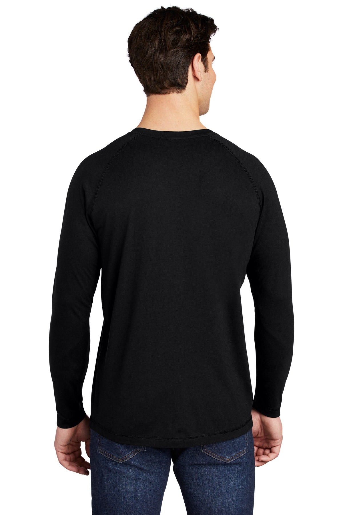 Custom Embroidered Sport-Tek  PosiCharge  Long Sleeve Tri-Blend Wicking Raglan Tee ST400LS,Black Triad Solid