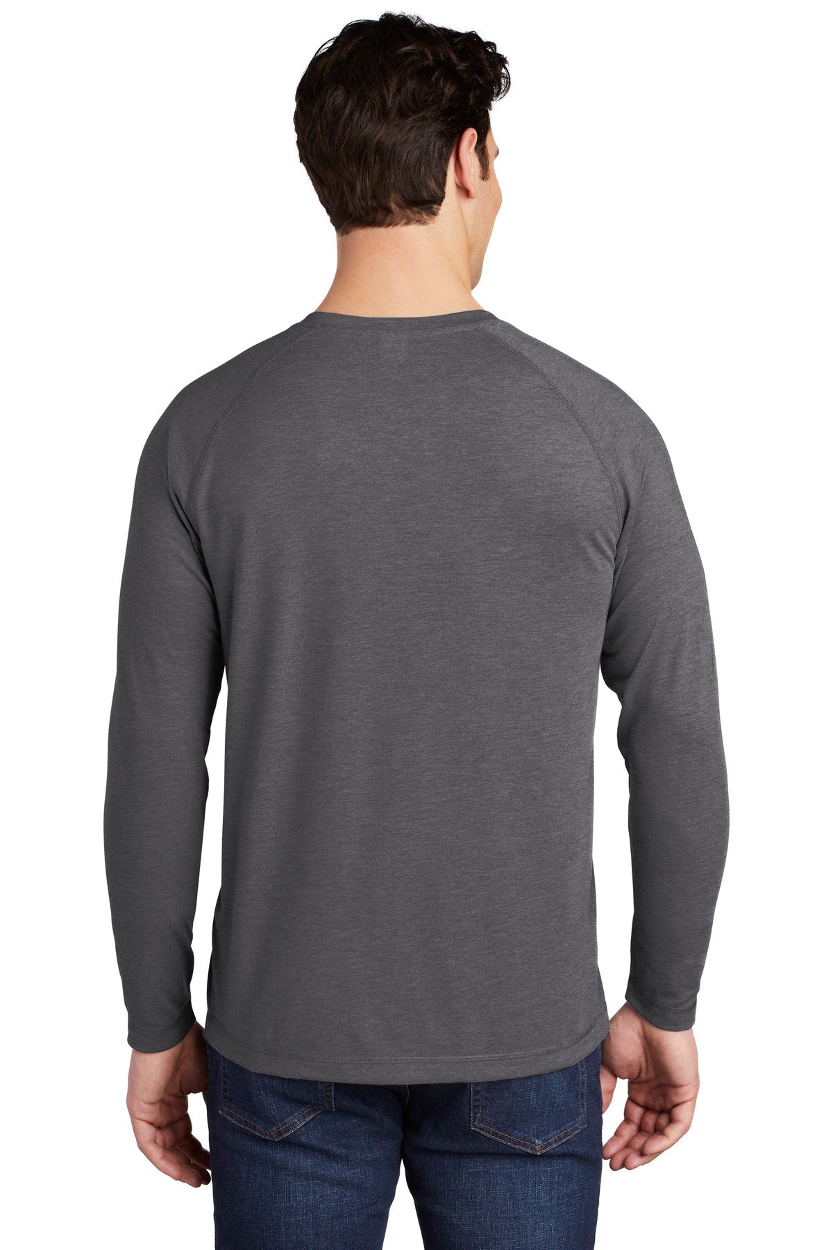 Custom Embroidered Sport-Tek  PosiCharge  Long Sleeve Tri-Blend Wicking Raglan Tee ST400LS,Dark Grey Heather
