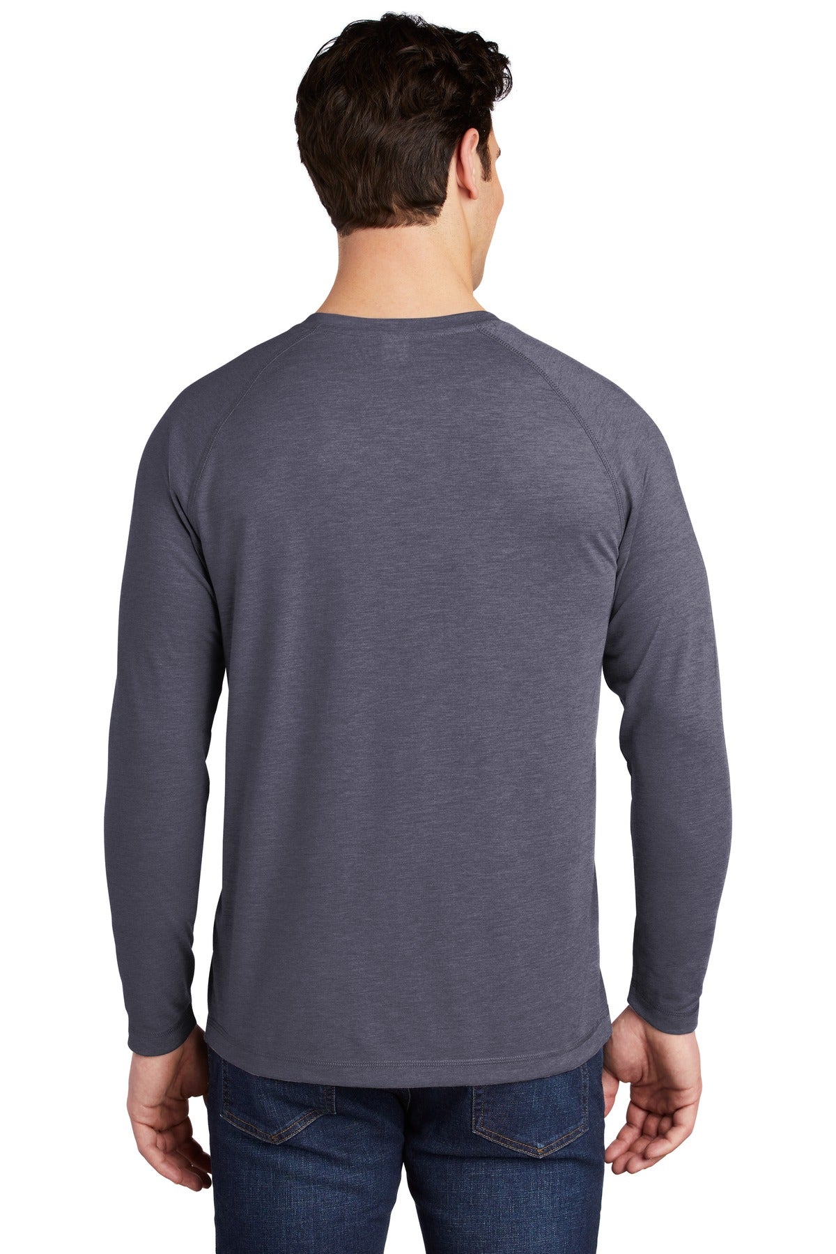 Custom Embroidered Sport-Tek  PosiCharge  Long Sleeve Tri-Blend Wicking Raglan Tee ST400LS,True Navy Heather