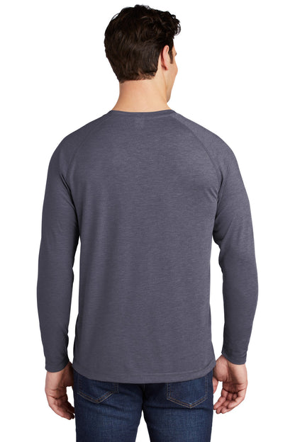 Custom Embroidered Sport-Tek  PosiCharge  Long Sleeve Tri-Blend Wicking Raglan Tee ST400LS,True Navy Heather