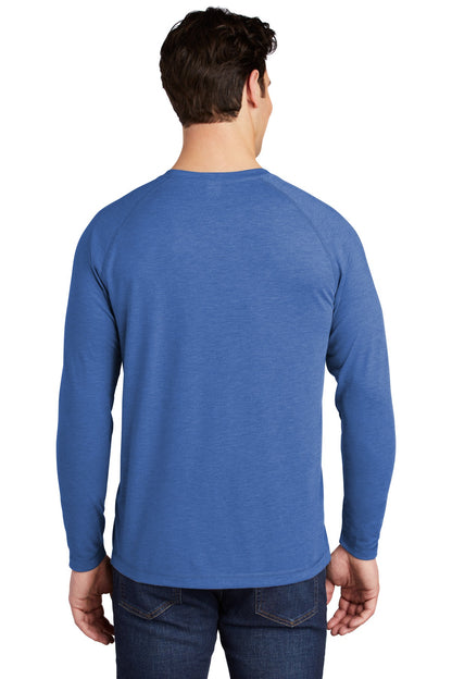 Custom Embroidered Sport-Tek  PosiCharge  Long Sleeve Tri-Blend Wicking Raglan Tee ST400LS,True Royal Heather