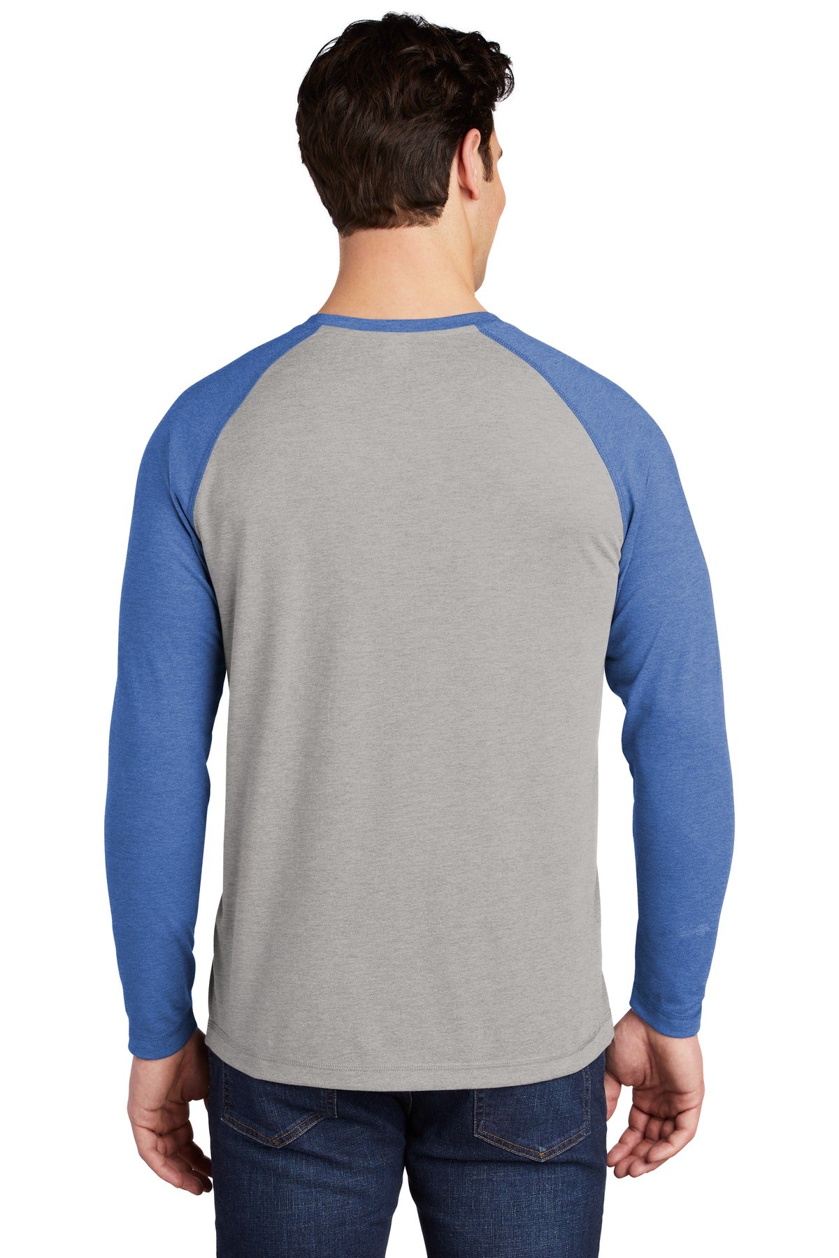 Custom Embroidered Sport-Tek  PosiCharge  Long Sleeve Tri-Blend Wicking Raglan Tee ST400LS,True Royal Heather/ Light Grey Heather