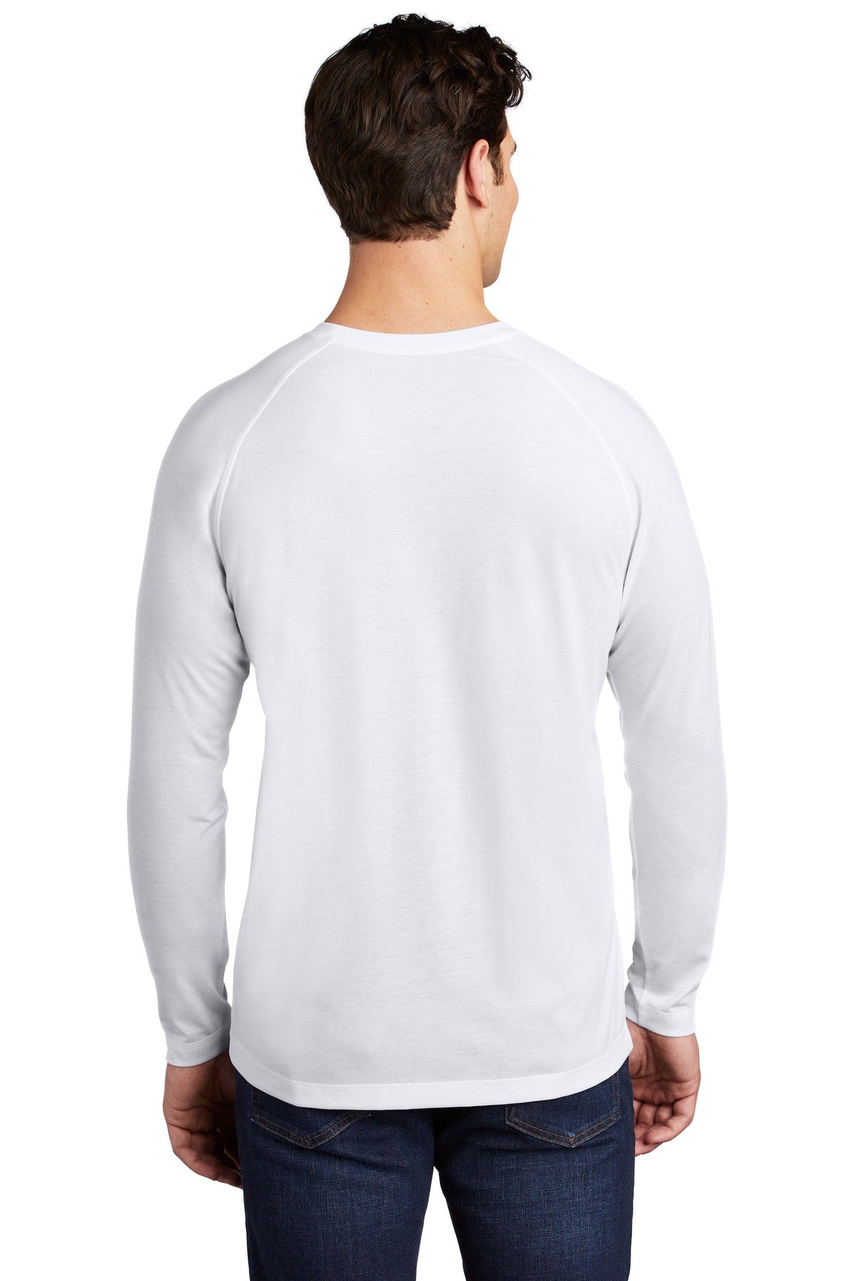 Custom Embroidered Sport-Tek  PosiCharge  Long Sleeve Tri-Blend Wicking Raglan Tee ST400LS,White Triad Solid