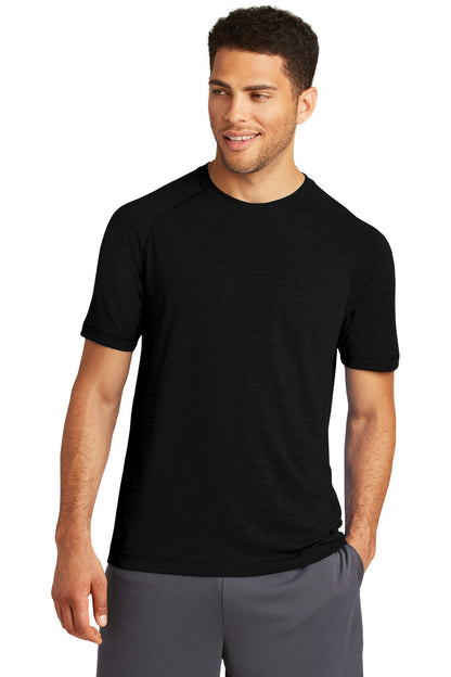 Sport-Tek  PosiCharge  Tri-Blend Wicking Raglan Tee. ST400 Black Triad Solid