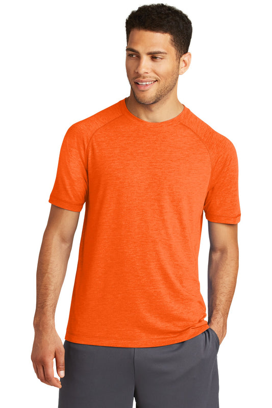 Sport-Tek  PosiCharge  Tri-Blend Wicking Raglan Tee. ST400 Deep Orange Heather