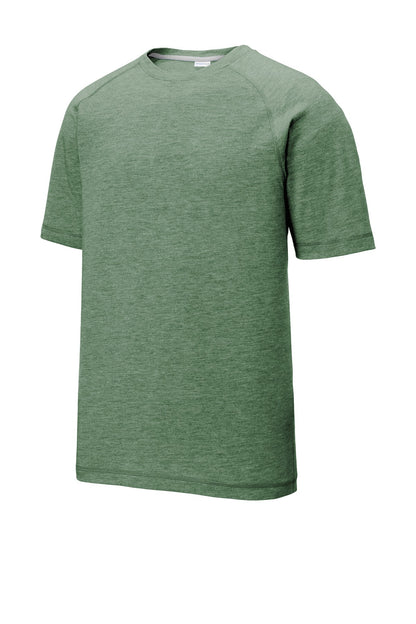 Sport-Tek  PosiCharge  Tri-Blend Wicking Raglan Tee. ST400 Forest Green Heather