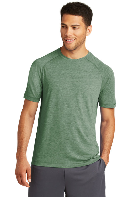 Sport-Tek  PosiCharge  Tri-Blend Wicking Raglan Tee. ST400 Forest Green Heather