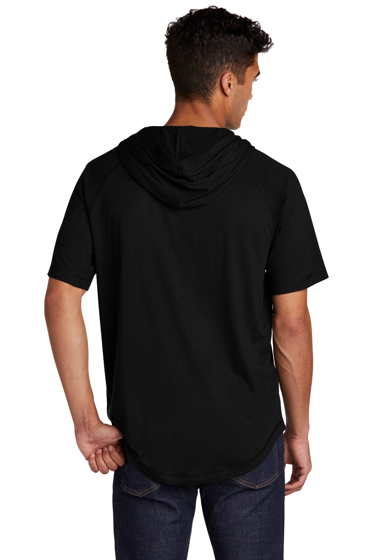 Custom Embroidered Sport-Tek  PosiCharge  Tri-Blend Wicking Short Sleeve Hoodie. ST404,Black Triad Solid