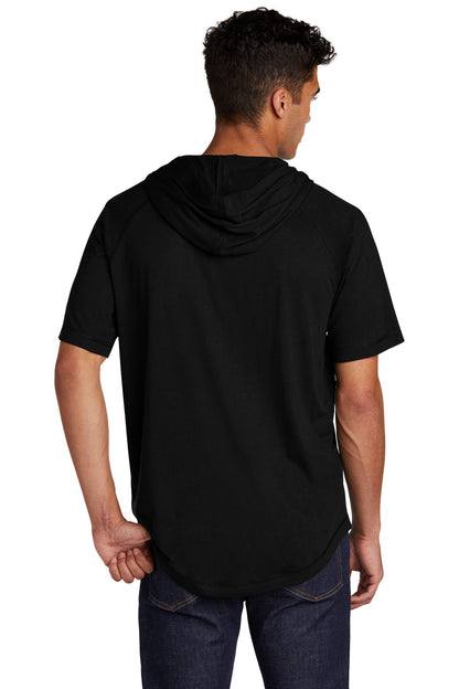 Custom Embroidered Sport-Tek  PosiCharge  Tri-Blend Wicking Short Sleeve Hoodie. ST404,Black Triad Solid
