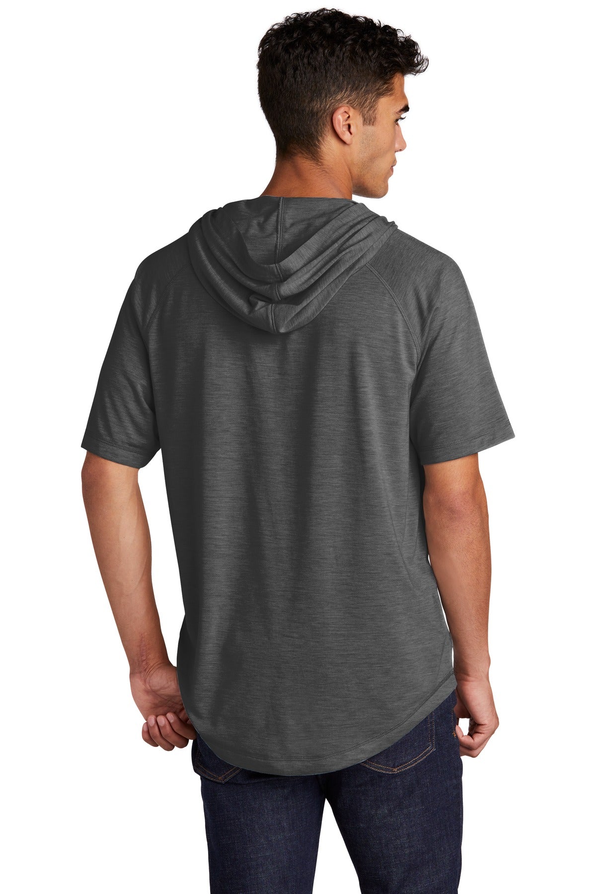 Custom Embroidered Sport-Tek  PosiCharge  Tri-Blend Wicking Short Sleeve Hoodie. ST404,Dark Grey Heather