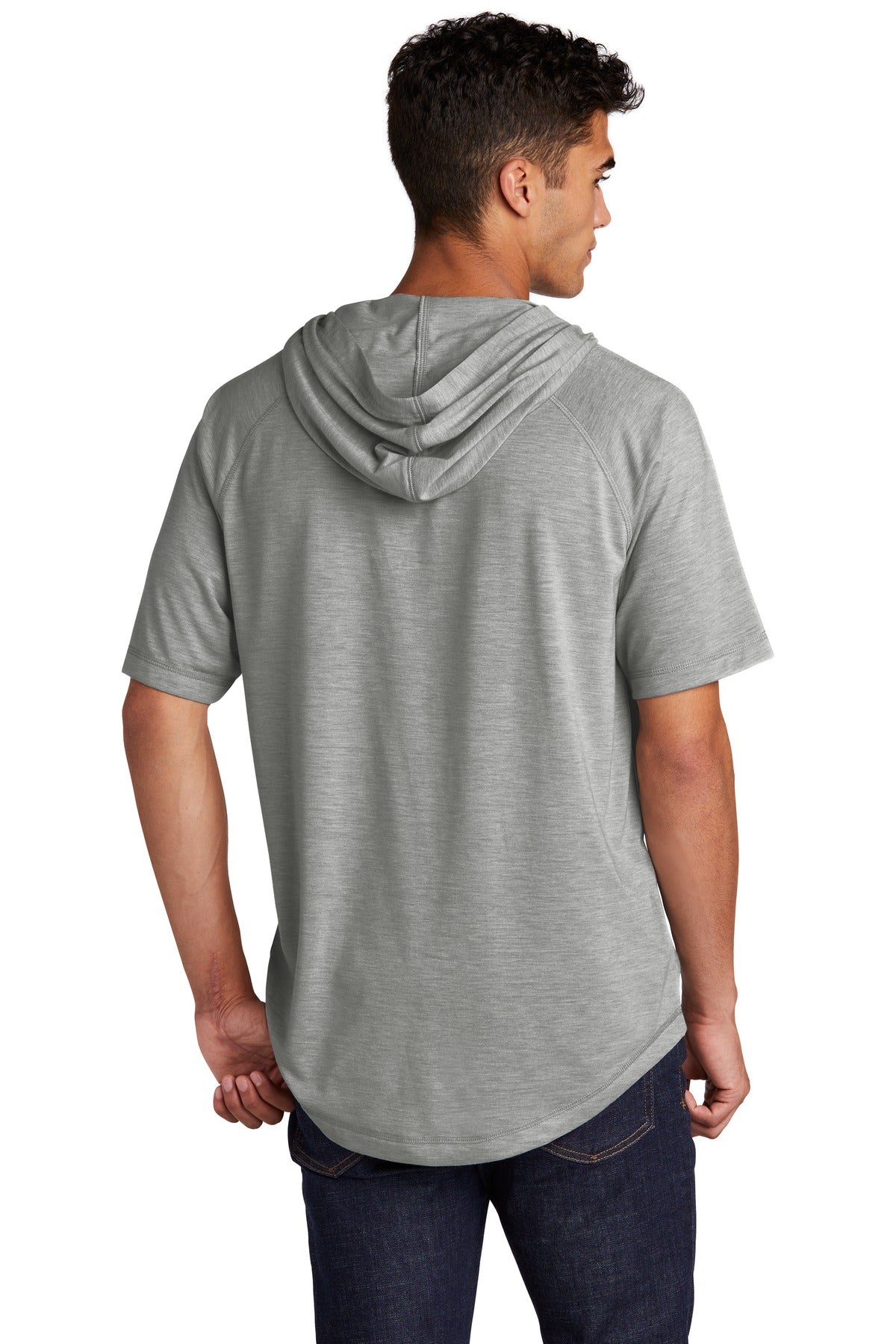 Custom Embroidered Sport-Tek  PosiCharge  Tri-Blend Wicking Short Sleeve Hoodie. ST404,Light Grey Heather