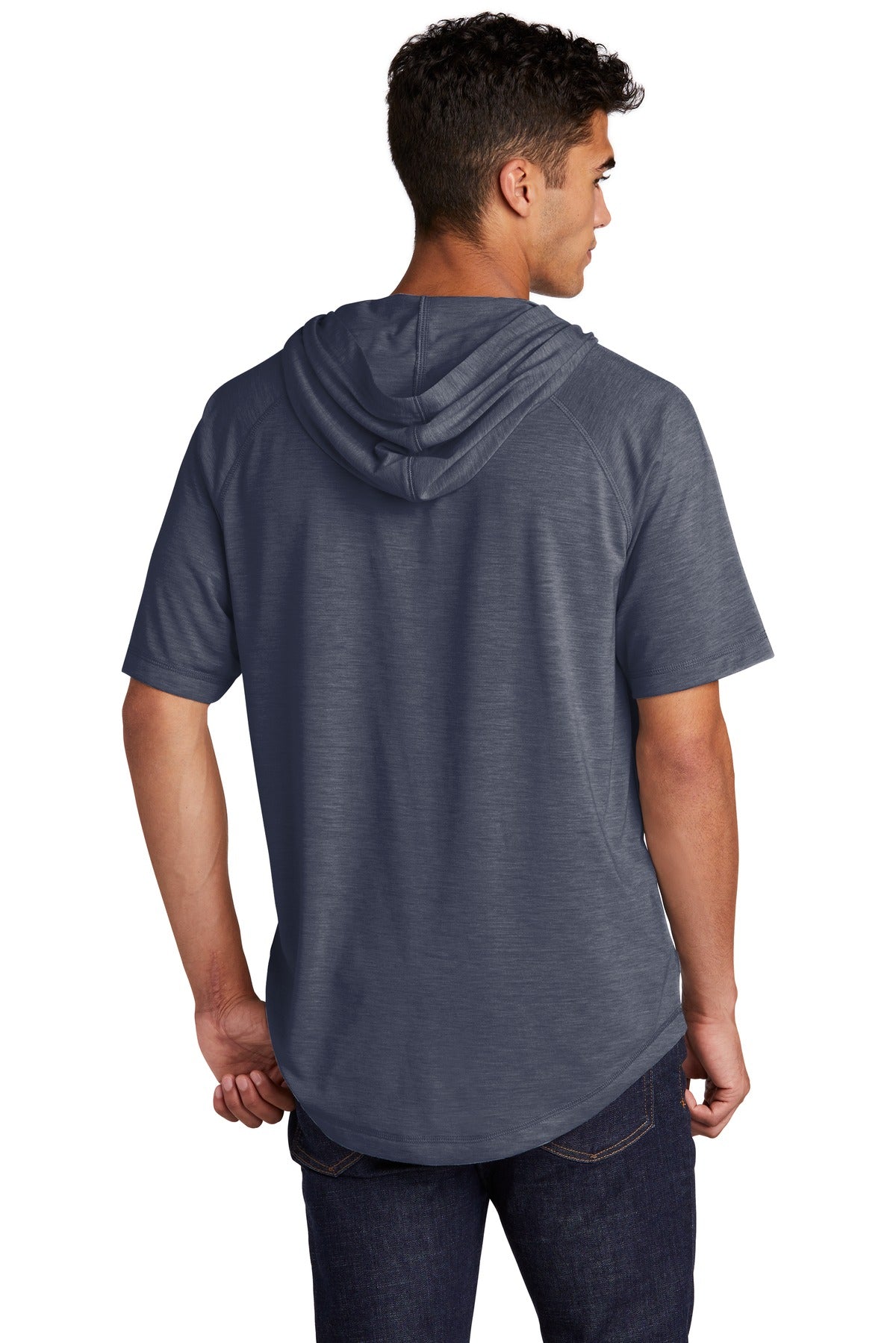 Custom Embroidered Sport-Tek  PosiCharge  Tri-Blend Wicking Short Sleeve Hoodie. ST404,True Navy Heather