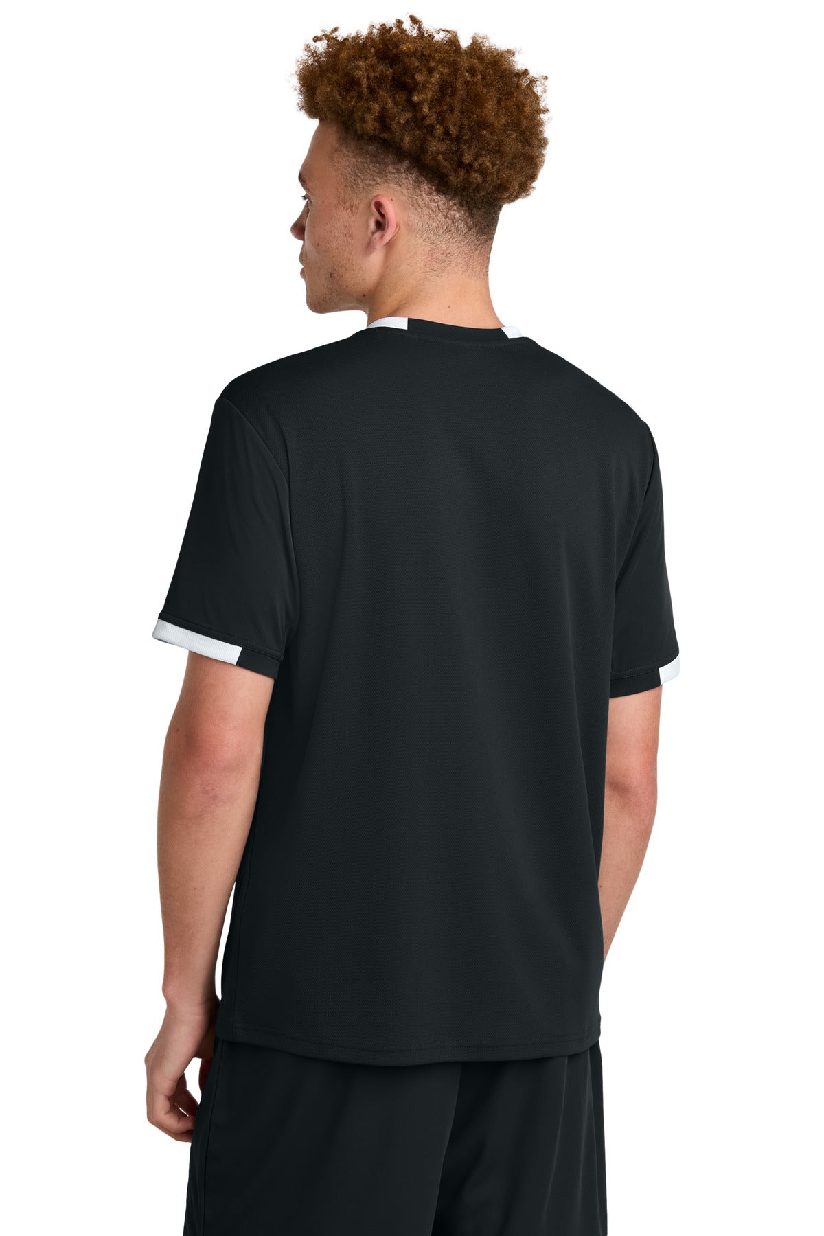 Custom Embroidered Sport-Tek Club Short Sleeve Crew ST440,Black/ White