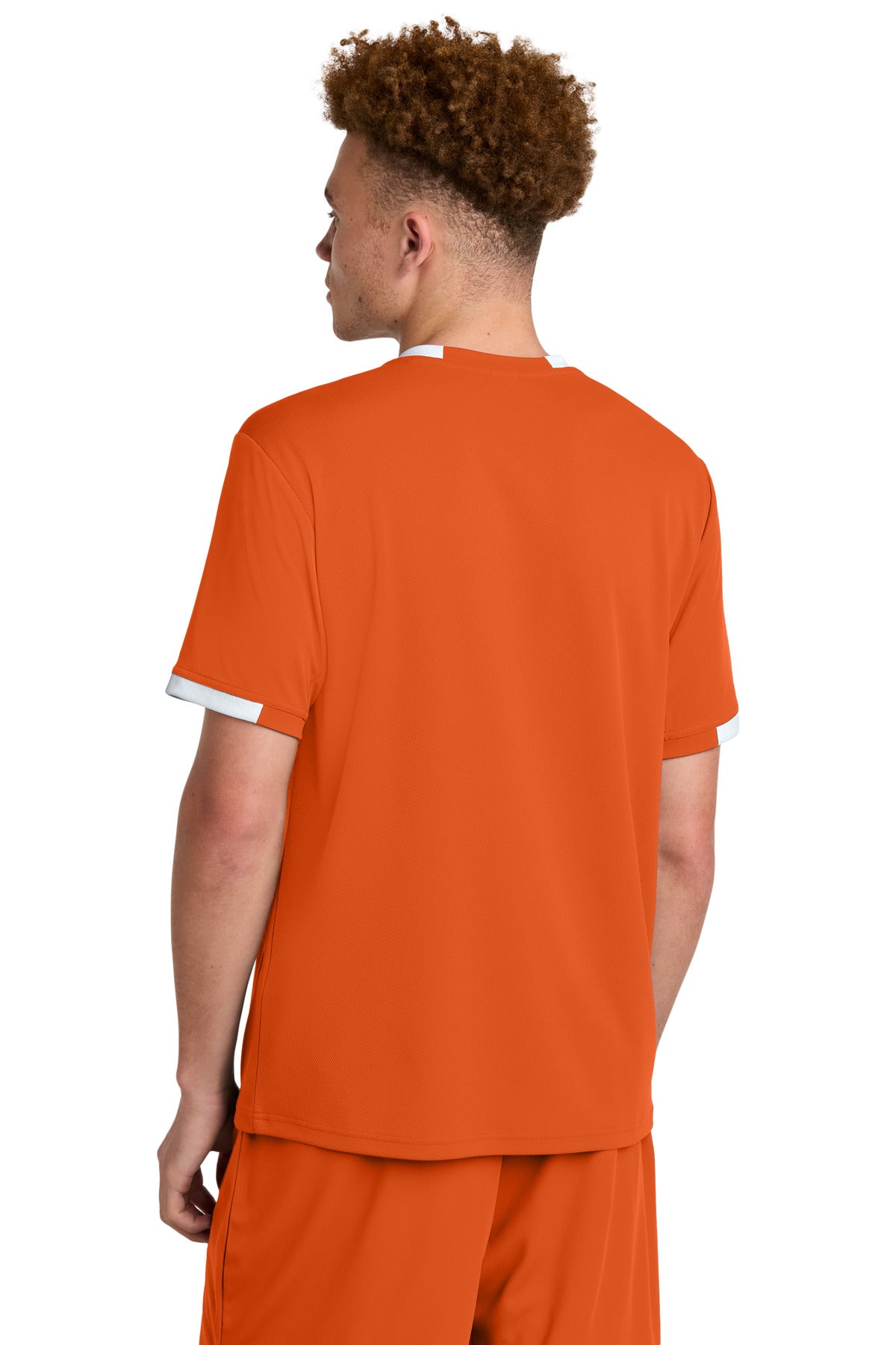 Custom Embroidered Sport-Tek Club Short Sleeve Crew ST440,Deep Orange/ White