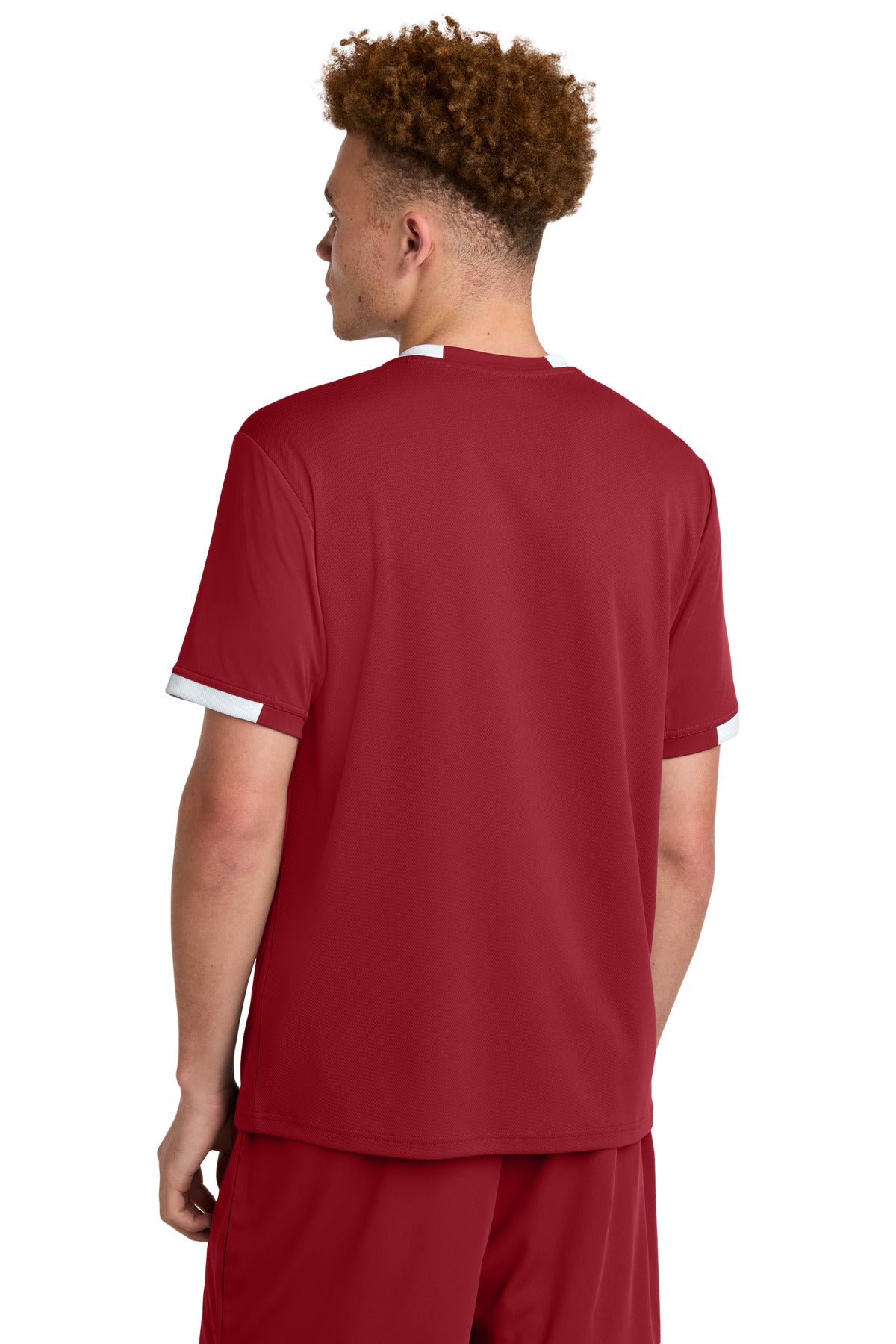 Custom Embroidered Sport-Tek Club Short Sleeve Crew ST440,Deep Red/ White