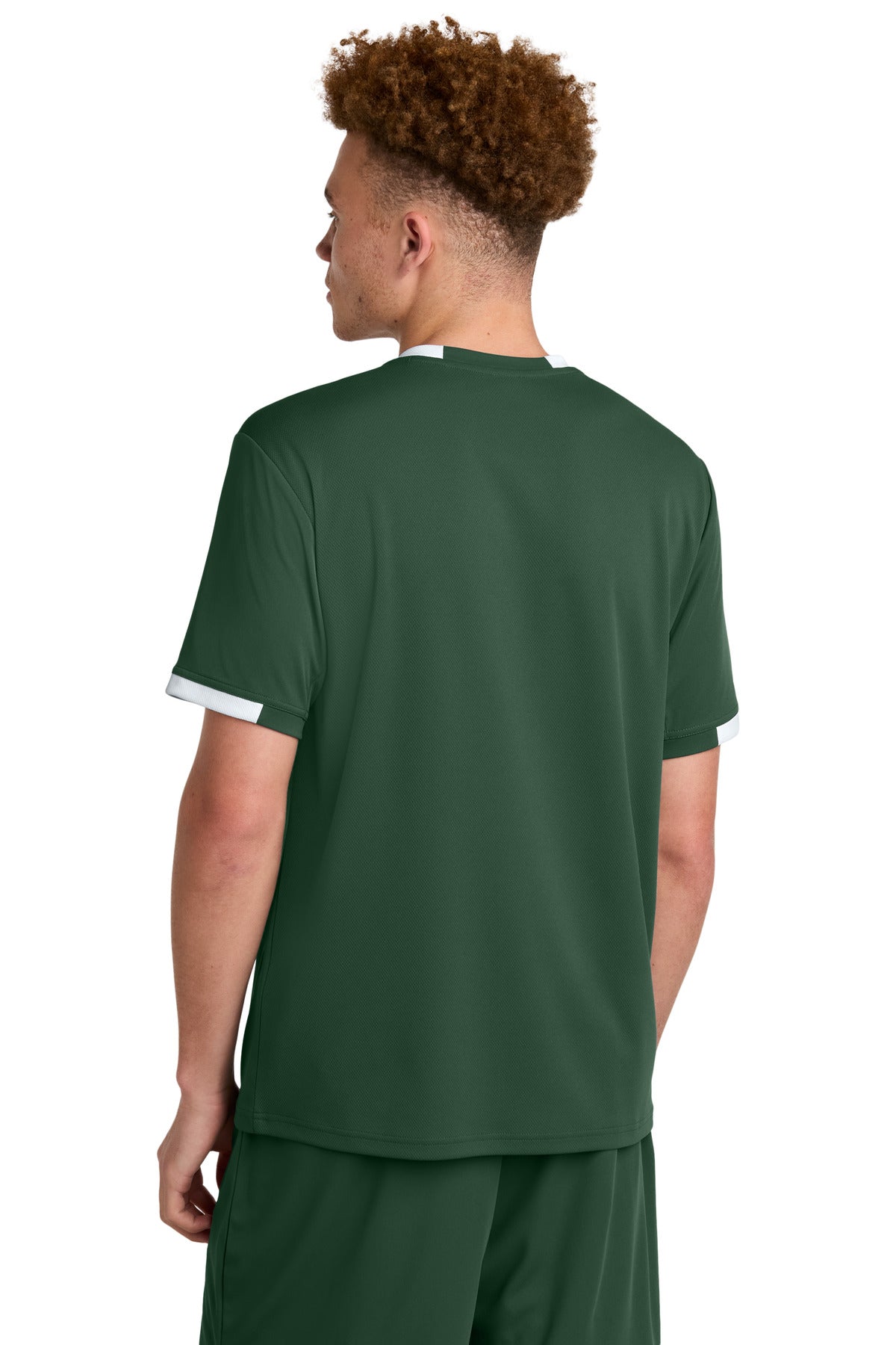 Custom Embroidered Sport-Tek Club Short Sleeve Crew ST440,Forest Green/ White