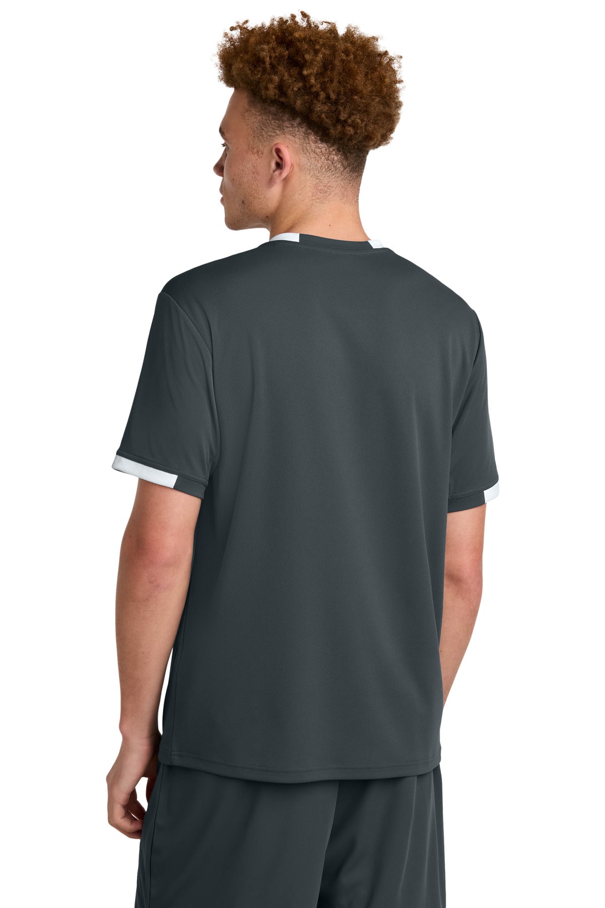 Custom Embroidered Sport-Tek Club Short Sleeve Crew ST440,Iron Grey/ White