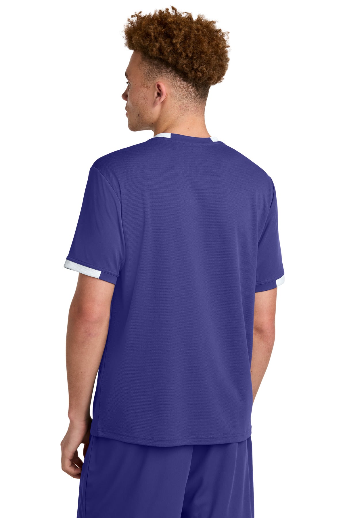 Custom Embroidered Sport-Tek Club Short Sleeve Crew ST440,Purple/ White