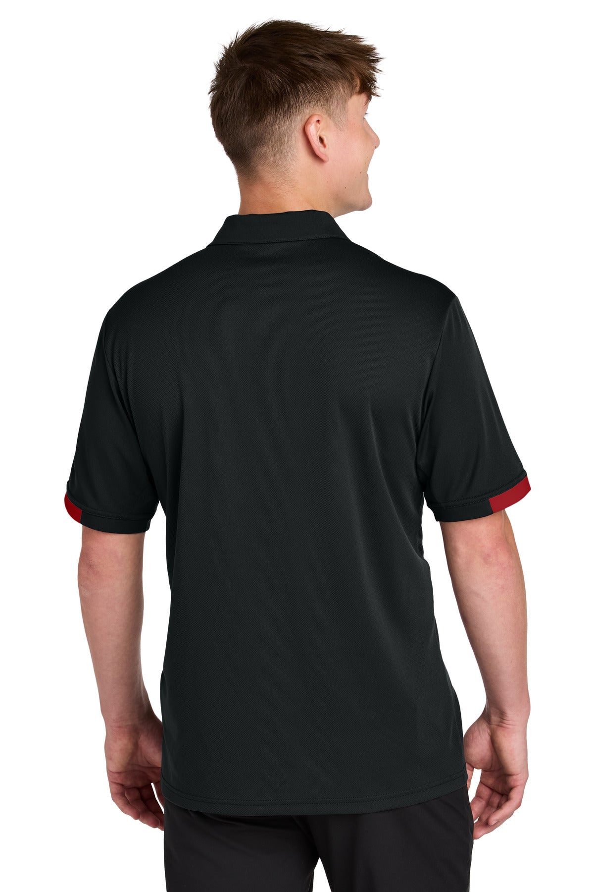 Custom Embroidered Sport-Tek Club Colorblock Polo ST444,Black/ Deep Red